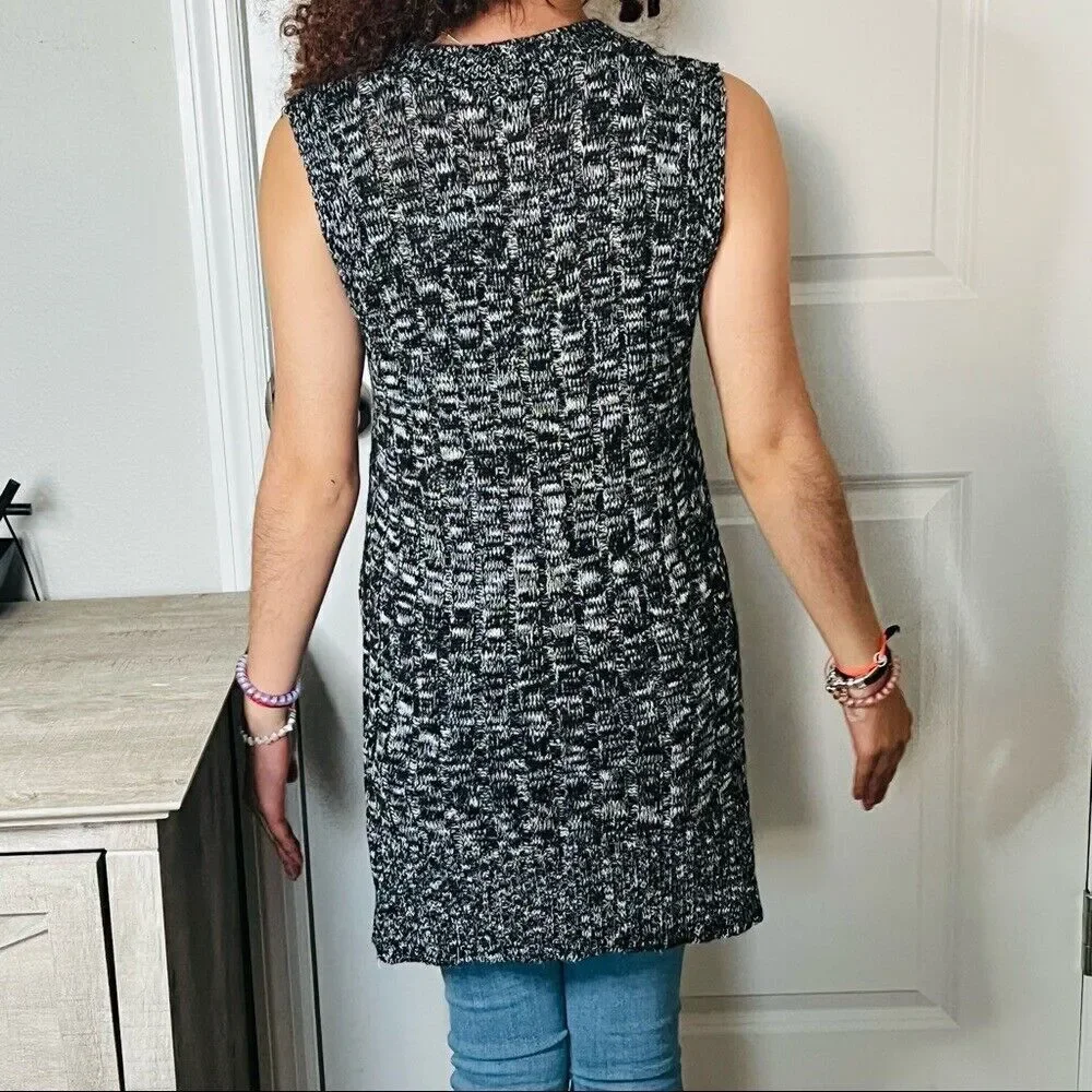 Express Knit Black & White High Low Womens Sweater Shirt Size Small - Picture 3 of 9